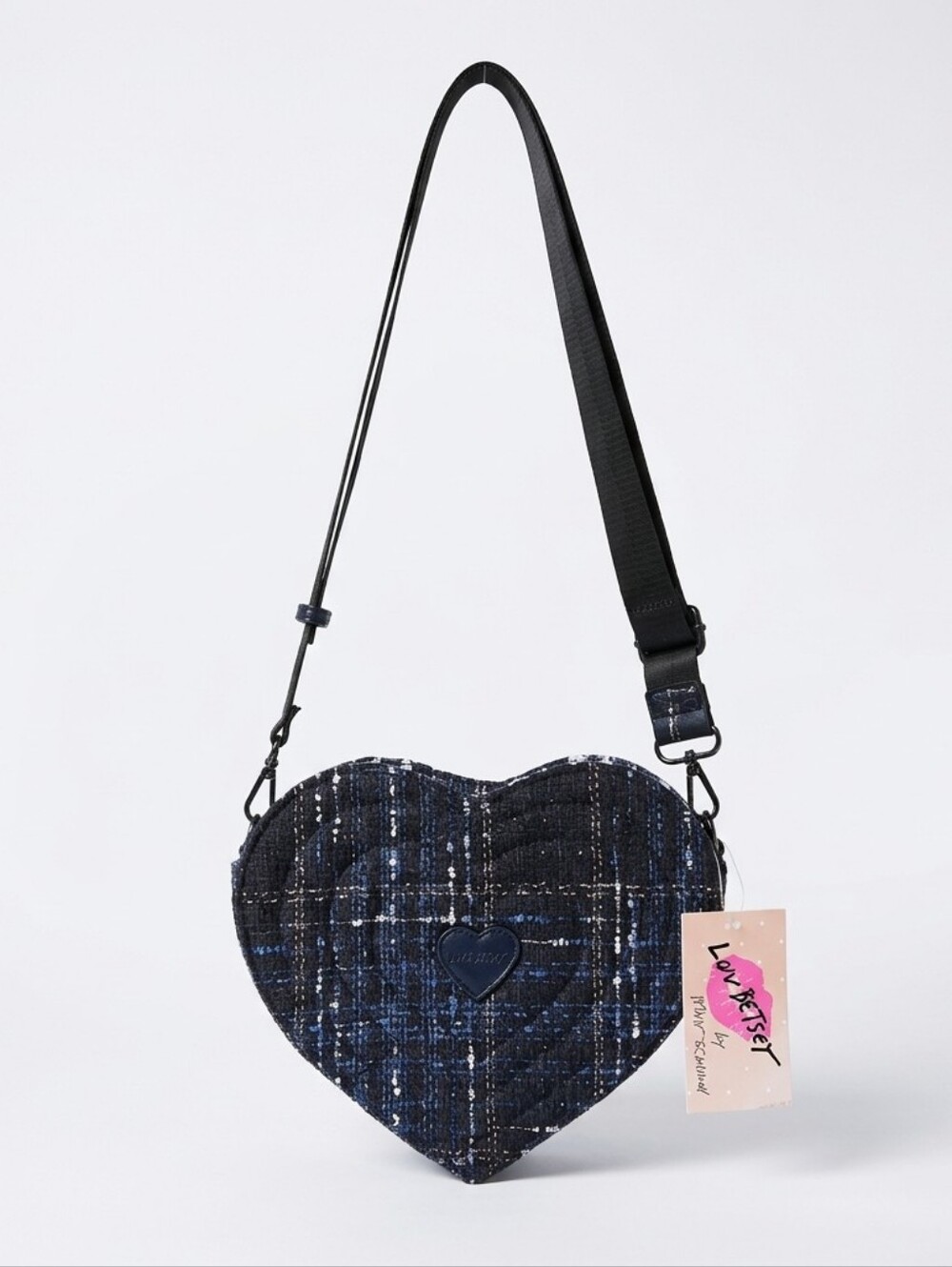 Betsey Johnson Navy & Black Heart-Shaped Crossbody Bag